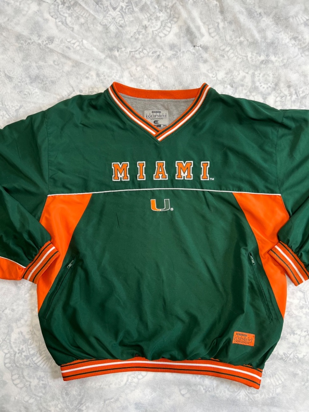 Vintage Miami Hurricanes Sz XL Pullover Windbreaker Jacket V-Neck Colosseum Y2K
